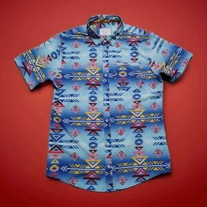 Depart West Shirt Mens Medium M Aztec Southwestern Pattern Performance Button Up